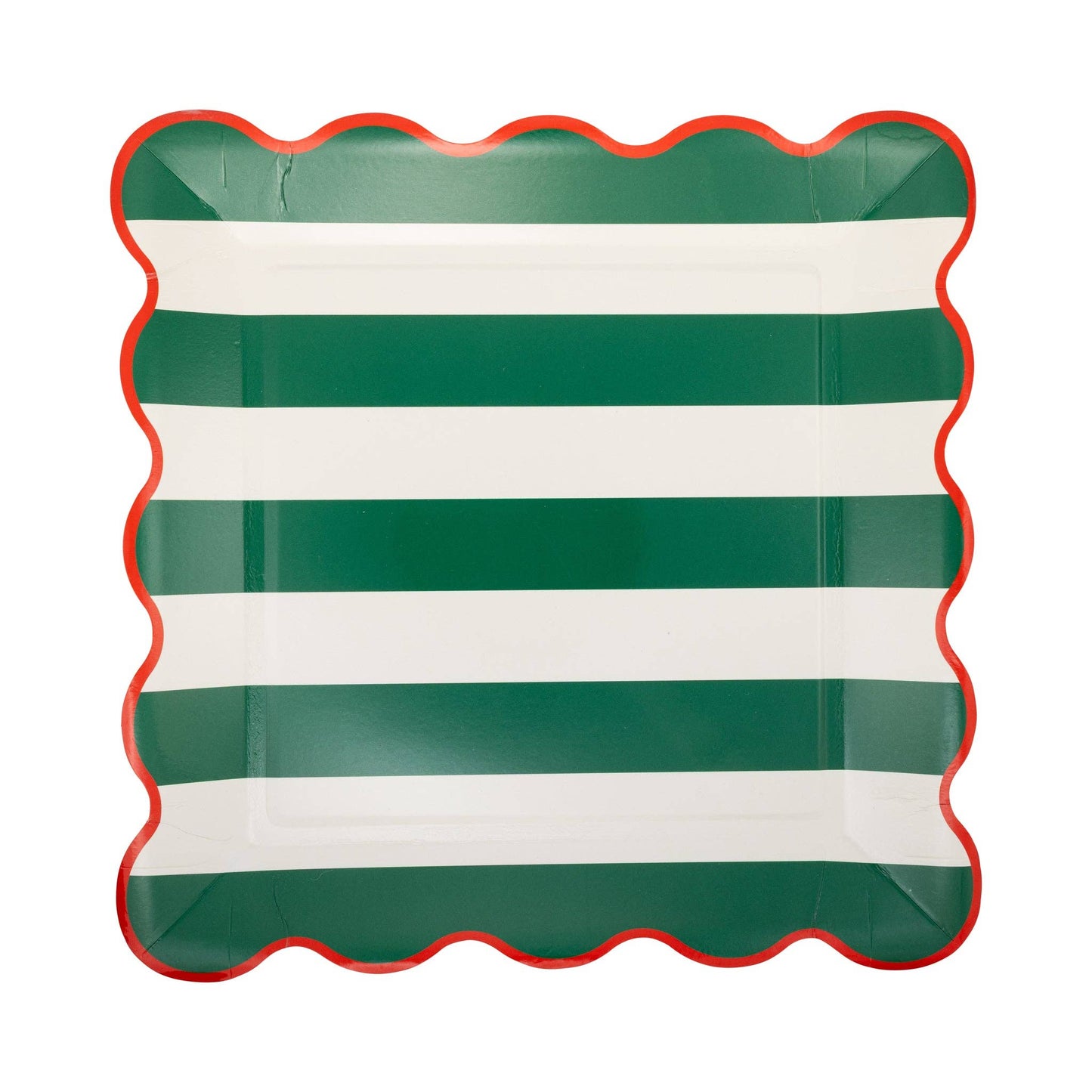 Red and Green Striped Paper Plate Set