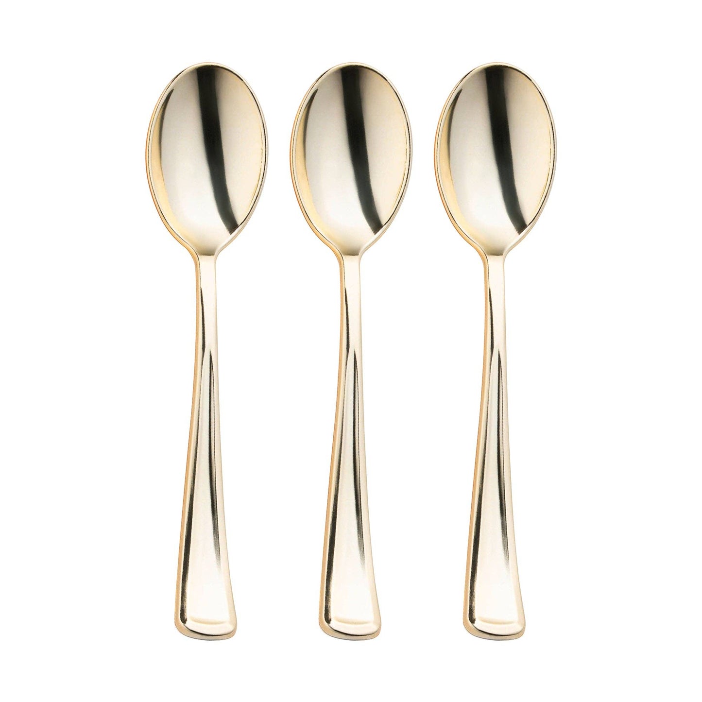 Shiny Metallic Gold Plastic Spoons - 24 pcs
