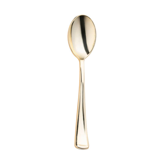 Shiny Metallic Gold Plastic Spoons - 24 pcs