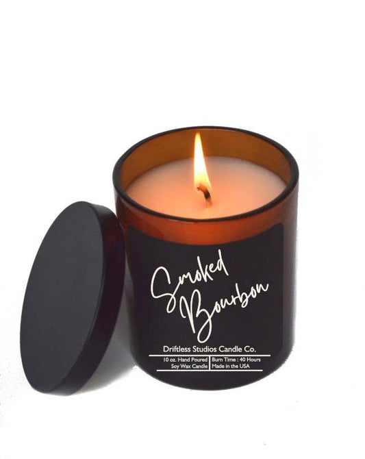 Smoked Bourbon Soy Candles - 10 oz. Jar With Lid Black Label