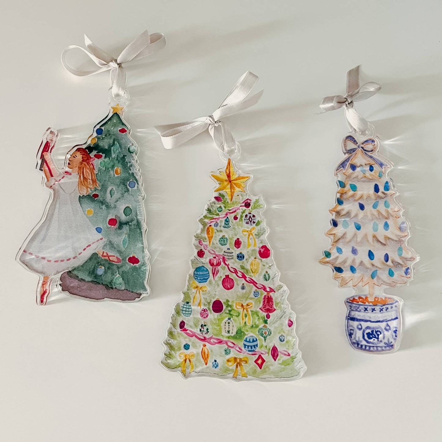 Clara with Nutcracker Watercolor Acrylic Ornament