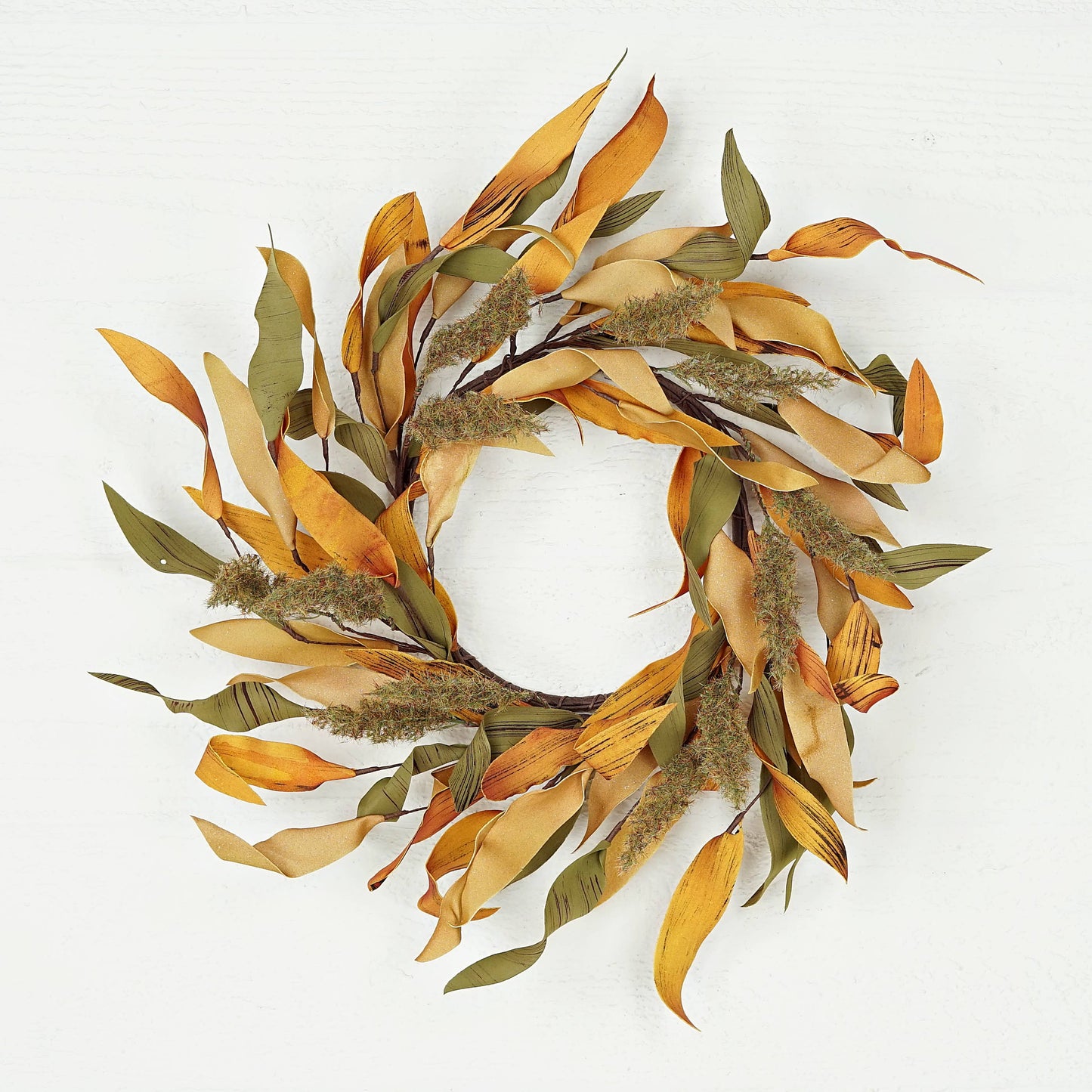 16in Wreath-Fall mix herb leaves w. heathers