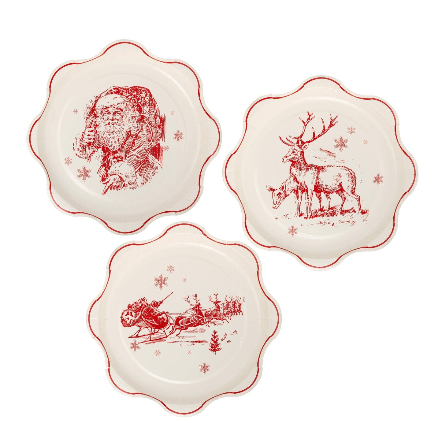 Red Vintage Line Art Plates