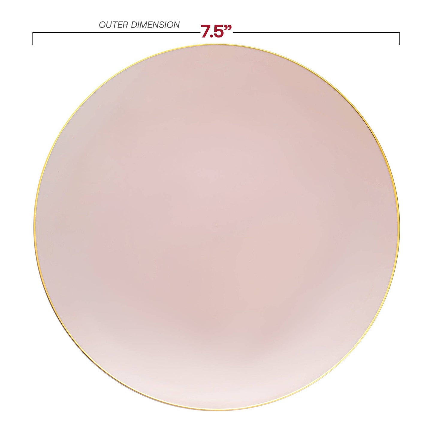 7.5" Pink with Gold Rim Plastic Salad Plates