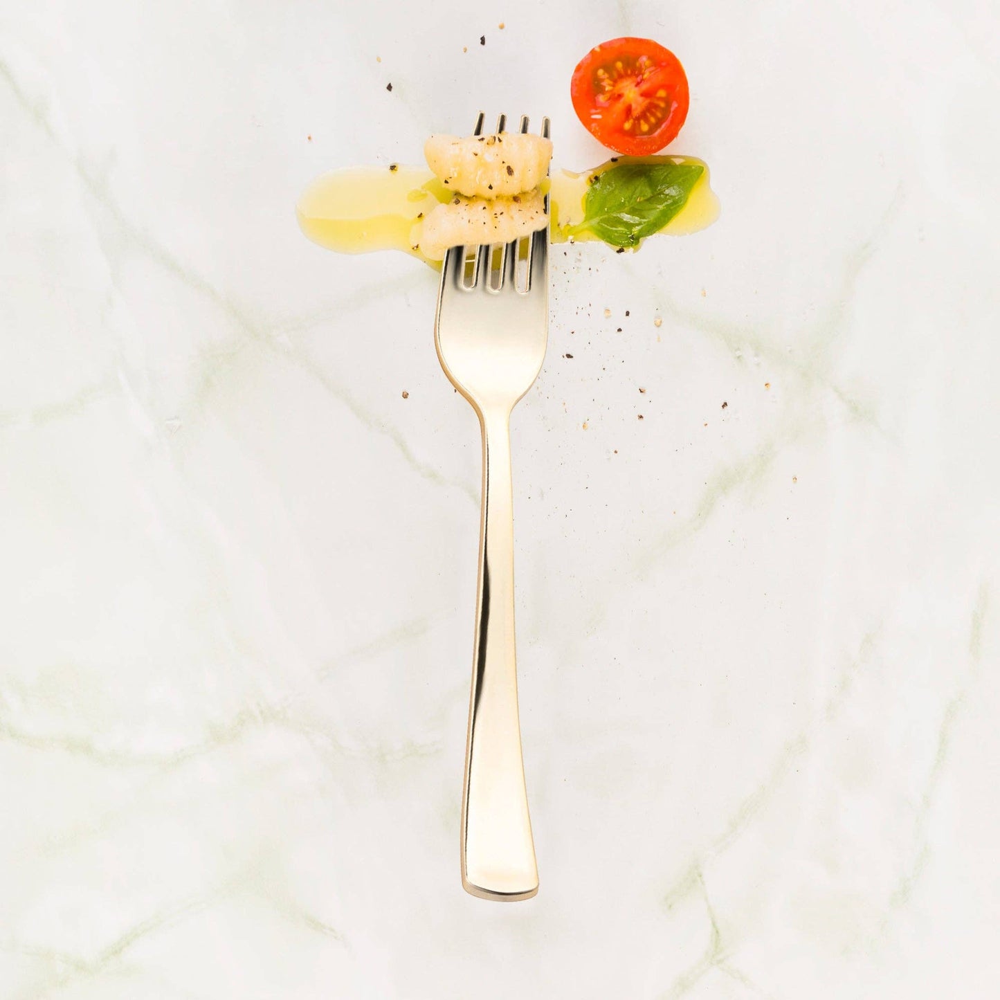 Shiny Metallic Gold Plastic Forks - 24 pcs