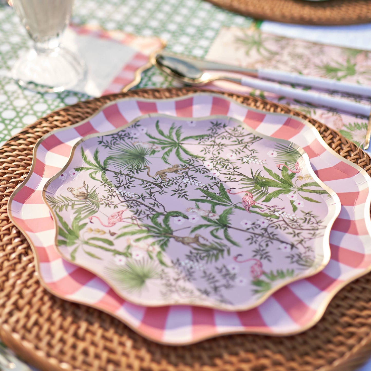 Palm Beach - Pink & Green Large Paper Plates