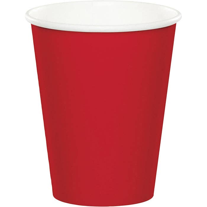 Classic Red Value Friendly 9 oz Hot/Cold Paper Cups, 8/Pkg