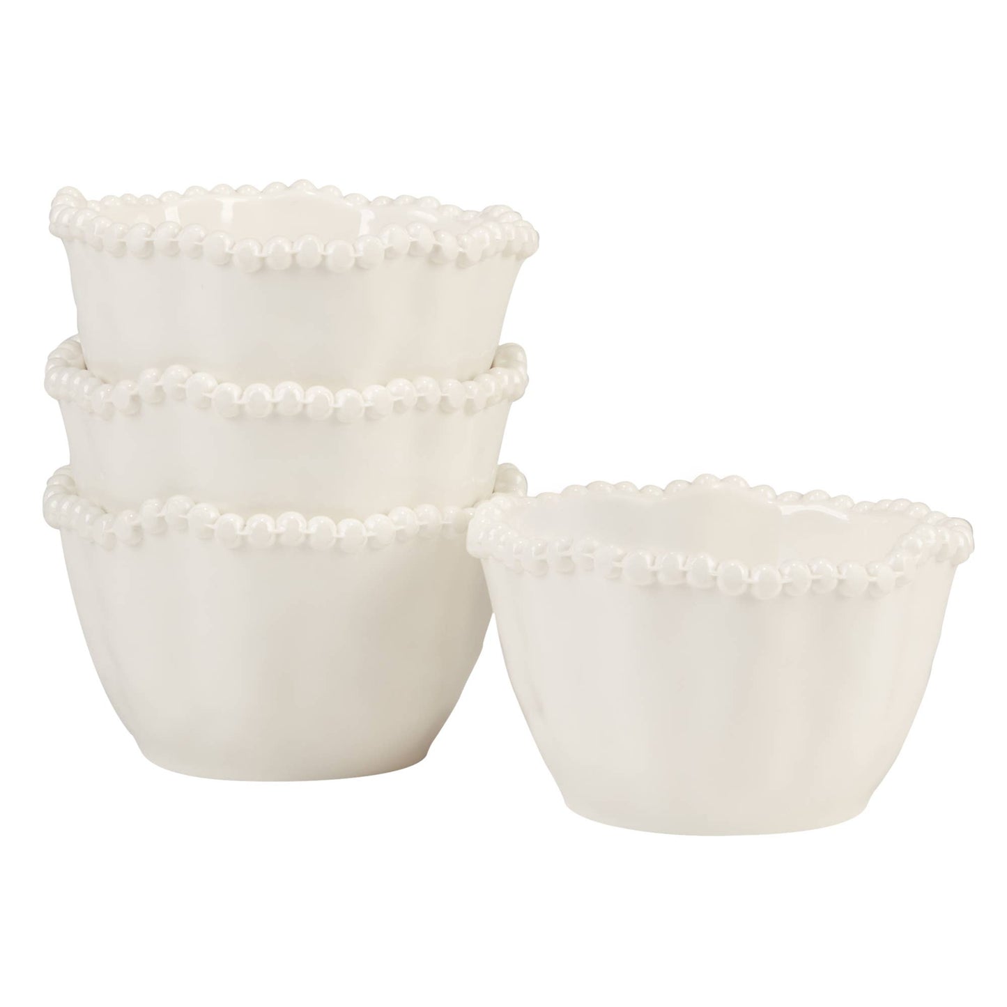 Perlette Gift Cream Melamine Set of 4 4.625in Dipping Bowls
