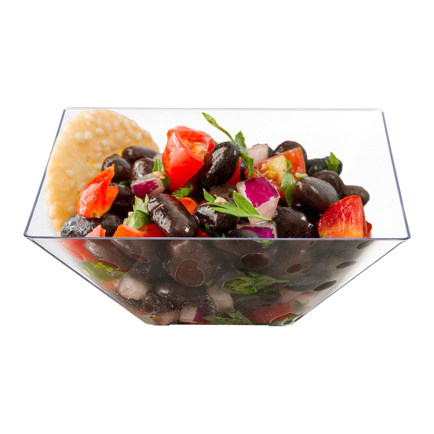 3 qt. Clear Square Plastic Serving Bowls - 3 pcs