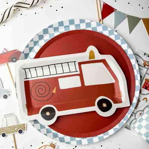 Firetruck Shaped Paper Party Plate (12pcs)