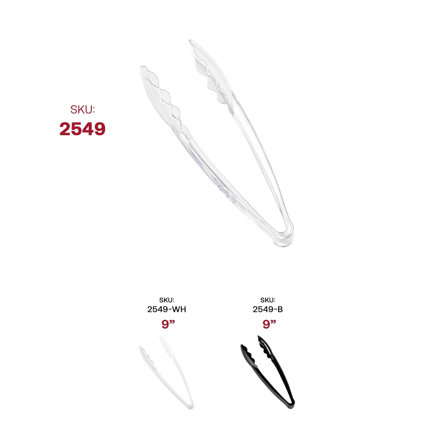 9" Clear Disposable Plastic Serving Tong - 1 pc