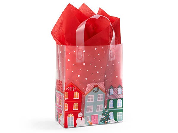 Christmas Village Plastic Gift Bags