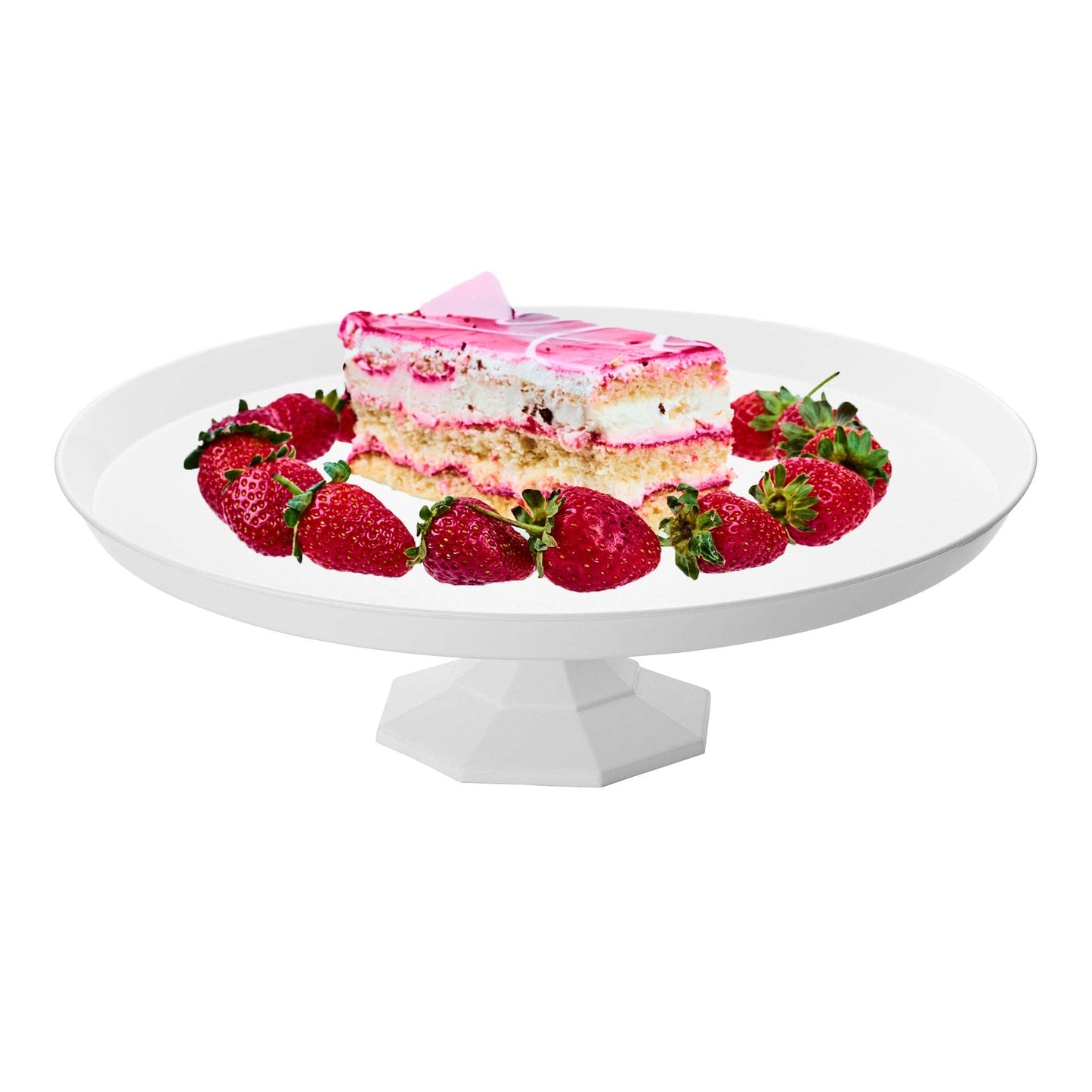 11.6" White Medium Round Plastic Cake Stand - 1 pc