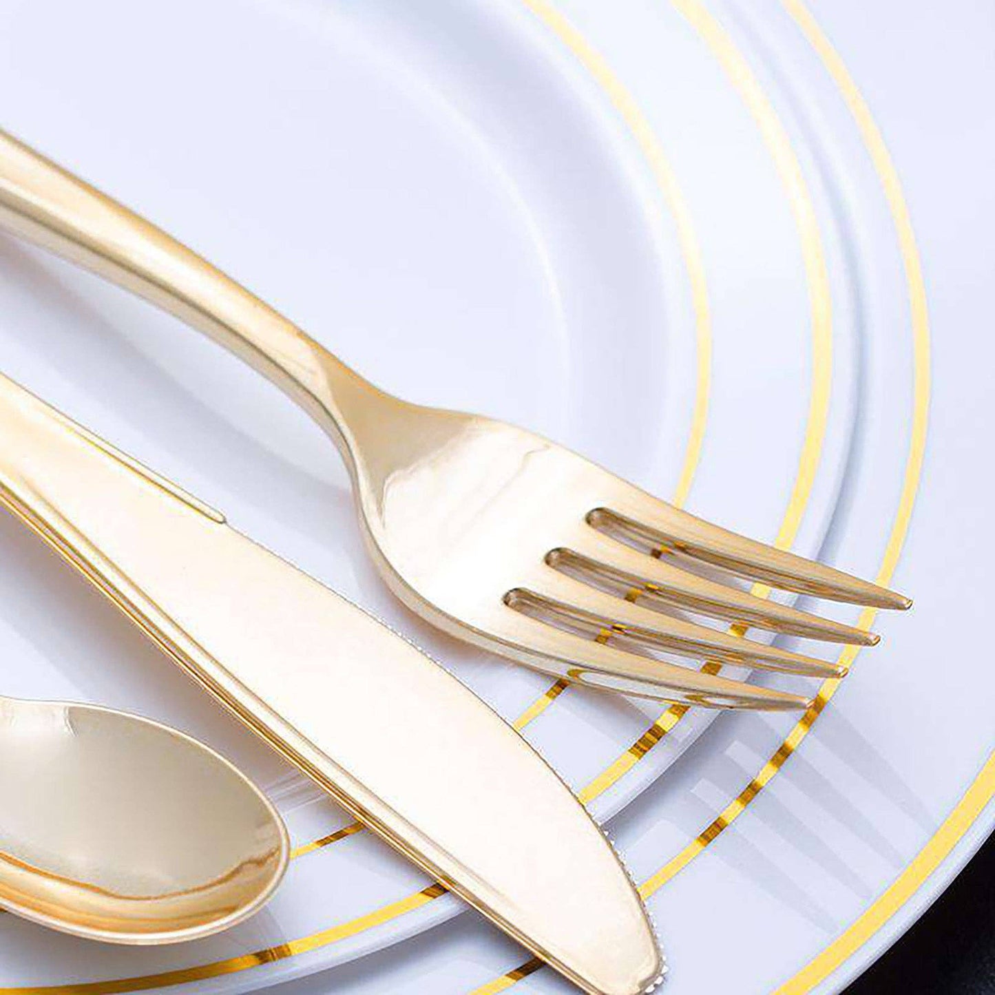Shiny Metallic Gold Plastic Forks - 24 pcs
