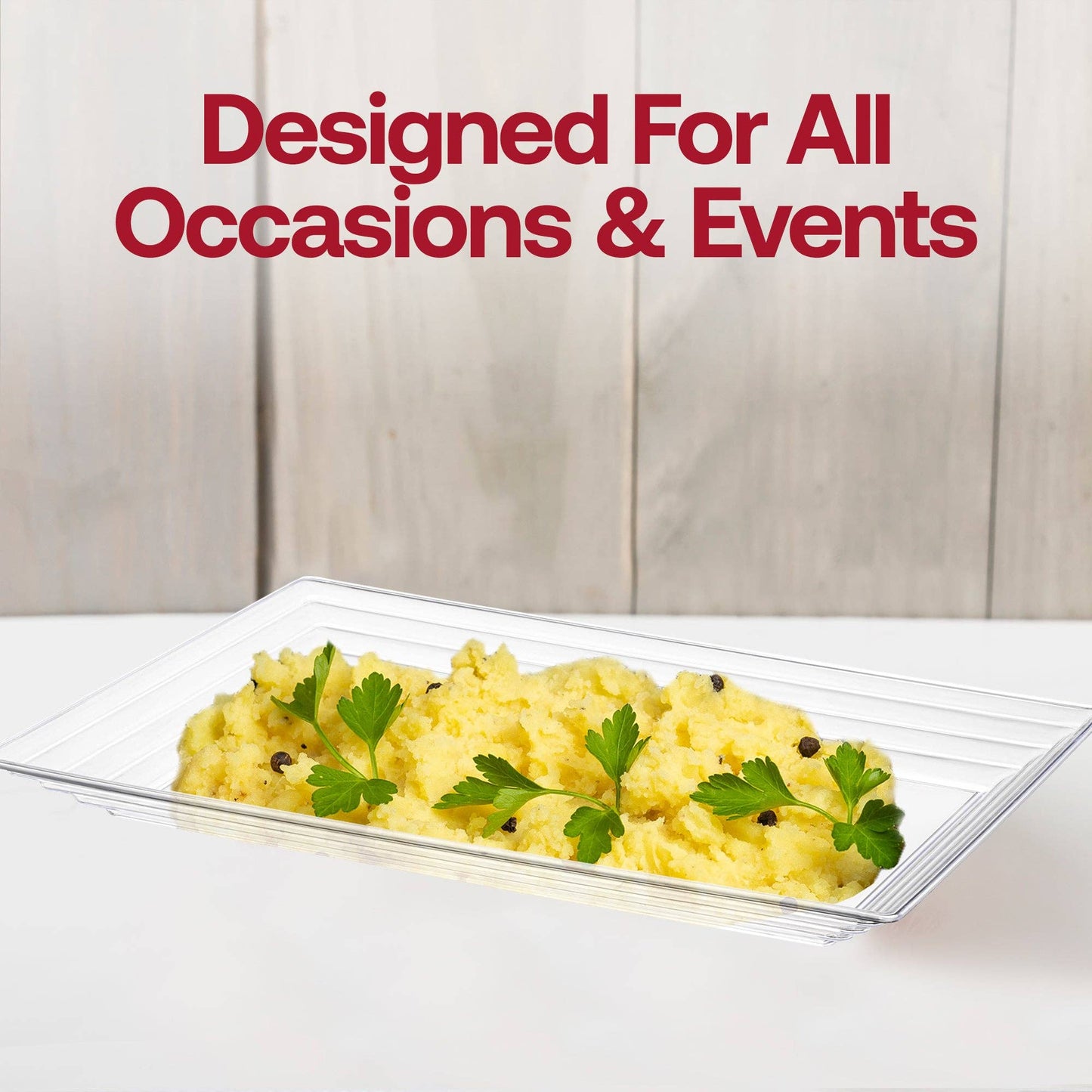 9" x 13" Clear Rectangular Plastic Serving Trays - 3 pcs