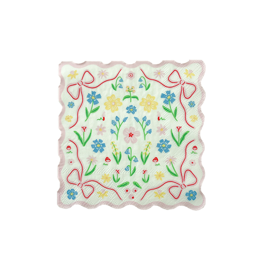 Bunnies In The Garden Pink Floral Petite Napkins