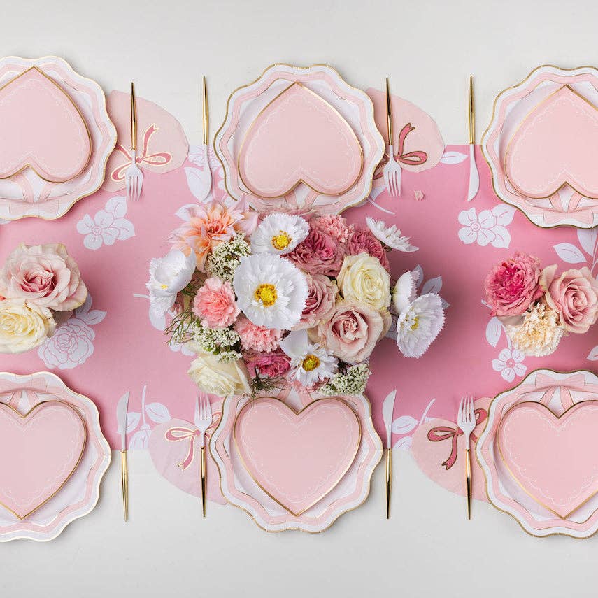 ELEGANT PINK & GOLD BOW DINNER PLATES