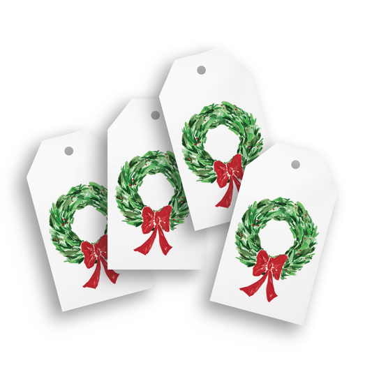 Christmas Wreath with Red Bow Gift Tags | Pack of 4