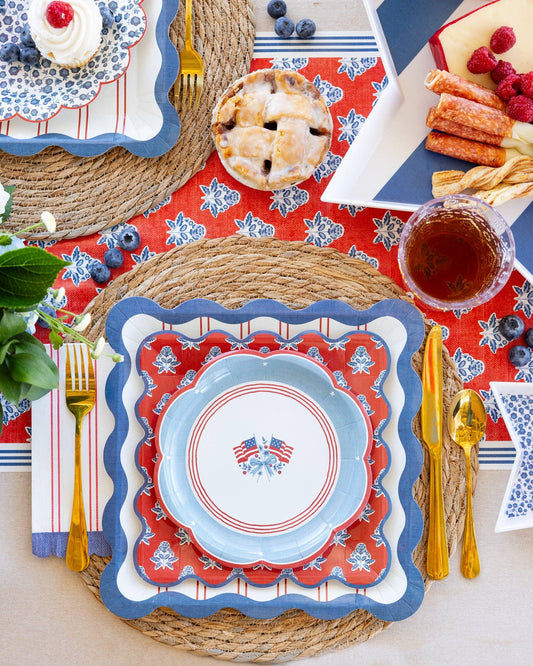 HAM1238 - Red Striped Paper Dinner Napkin