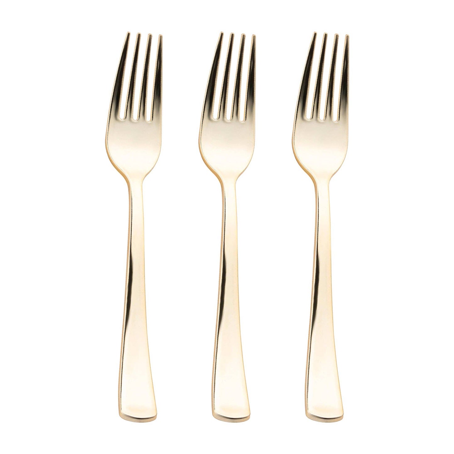 Shiny Metallic Gold Plastic Forks - 24 pcs