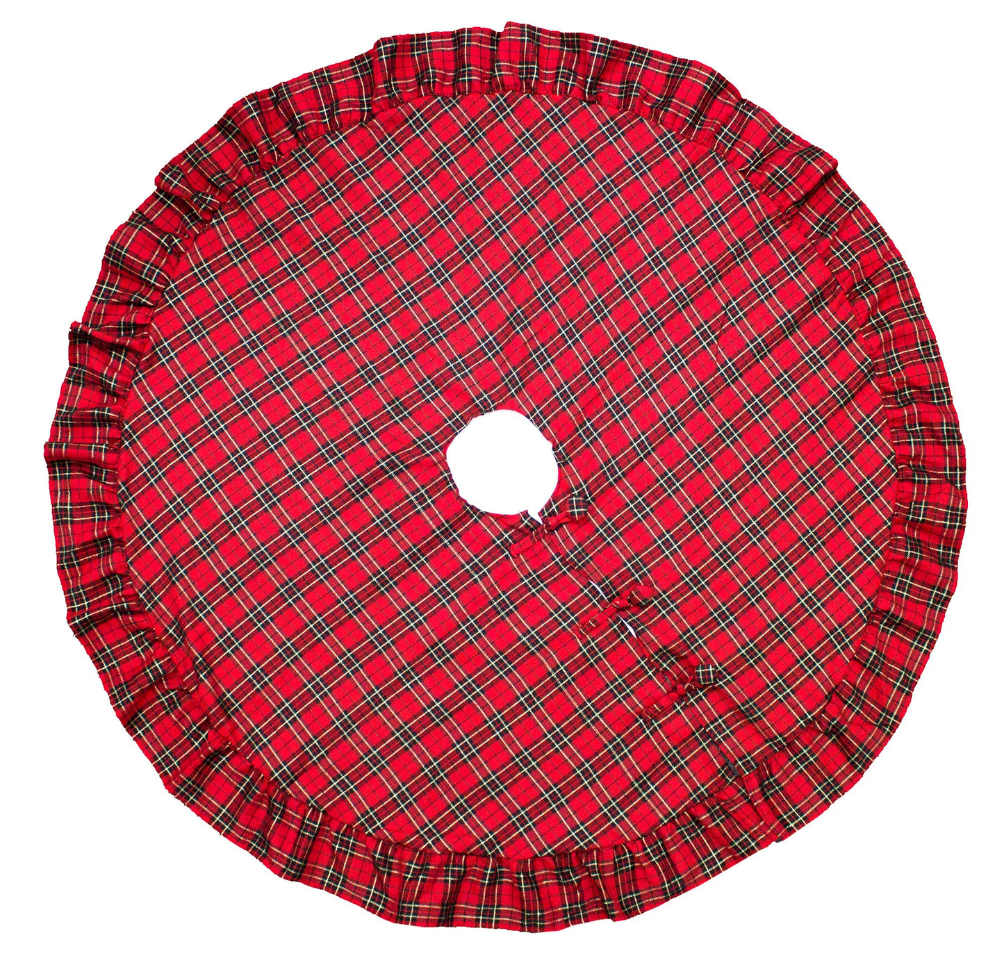 Classic Tartan Plaid Ruffled Trim 53" Christmas Tree Skirt