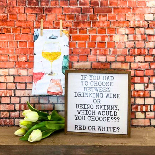 Watercolor Wine Glasses Kitchen Waffle Towels - Mothers Day