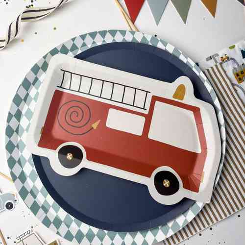 Firetruck Shaped Paper Party Plate (12pcs)