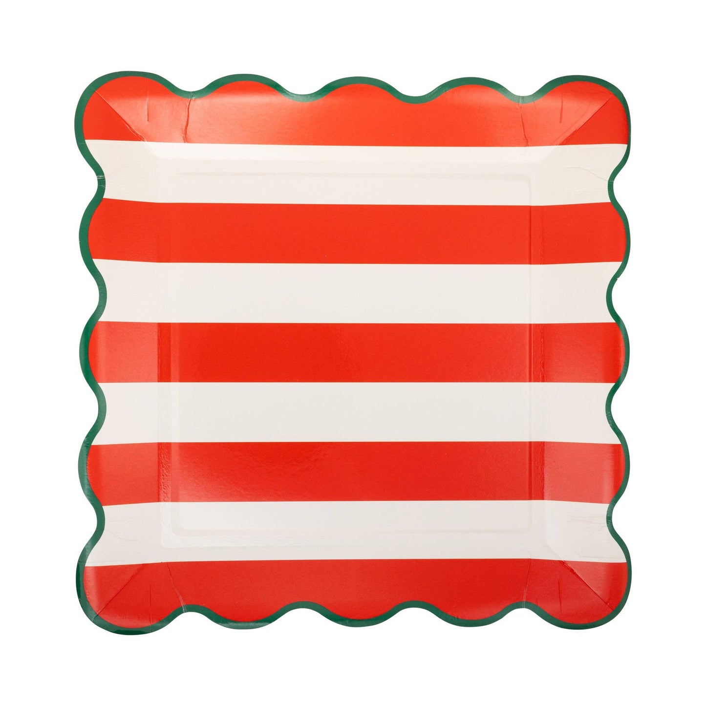 Red and Green Striped Paper Plate Set