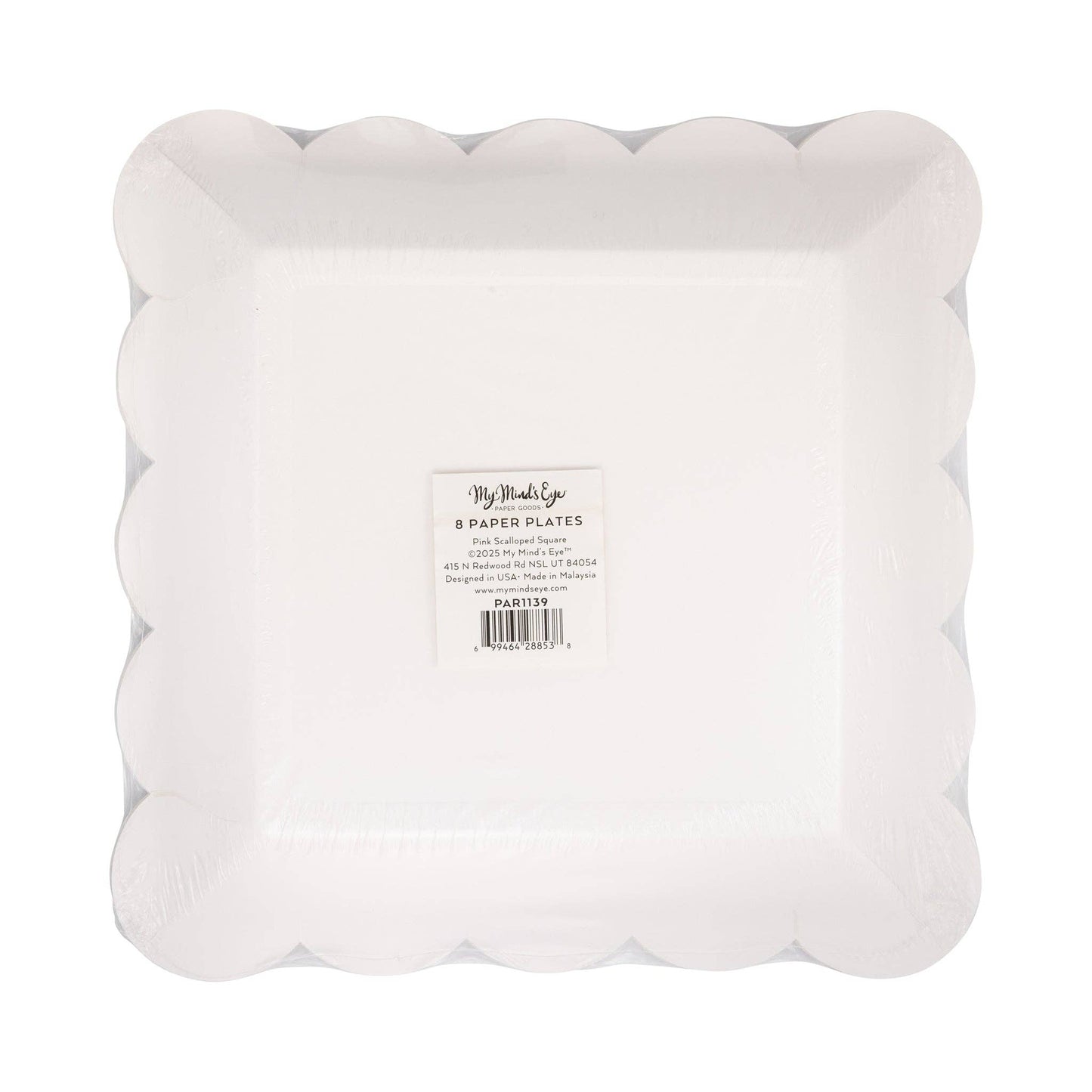 PAR1139 - Pink Scalloped 9" Square Plate