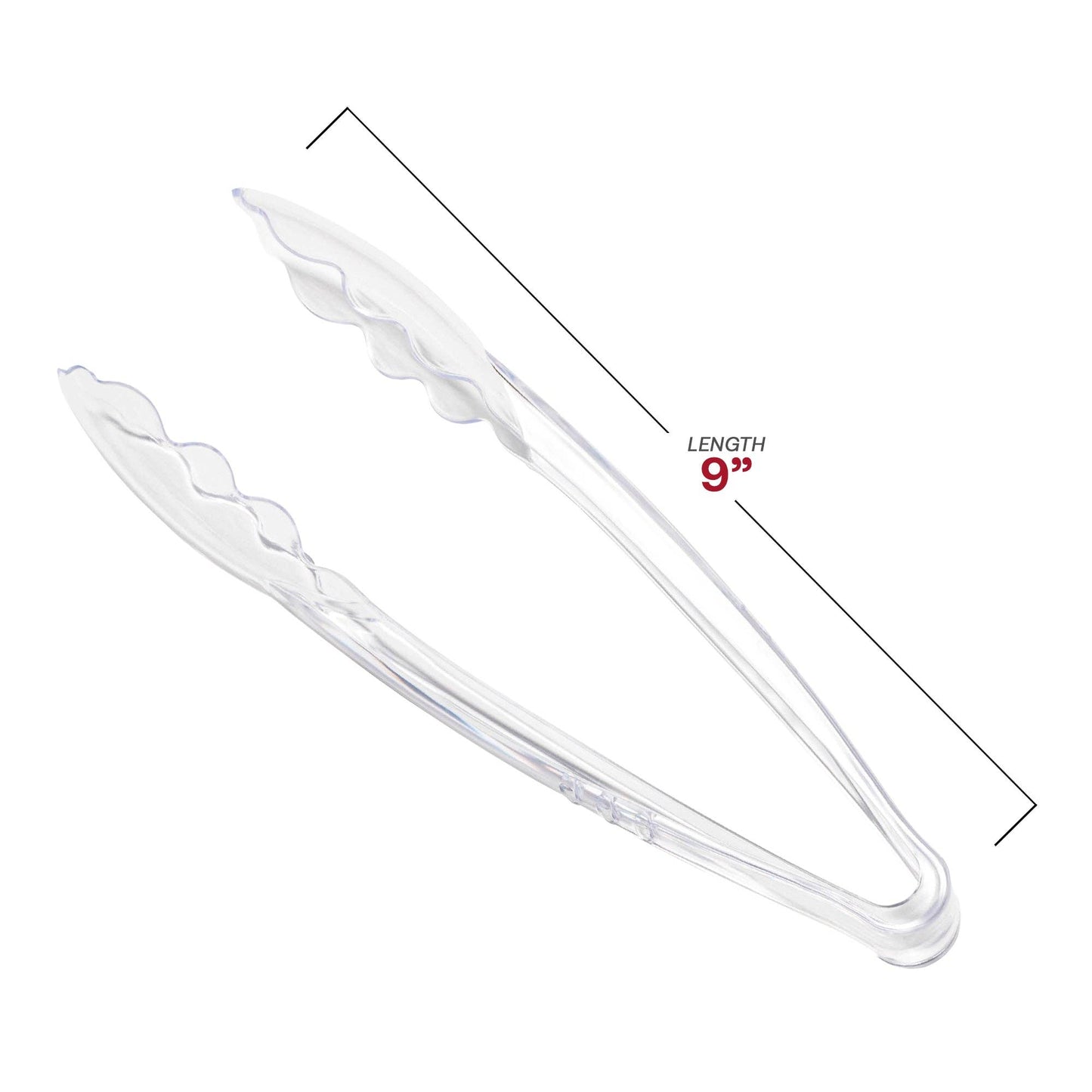 9" Clear Disposable Plastic Serving Tong - 1 pc
