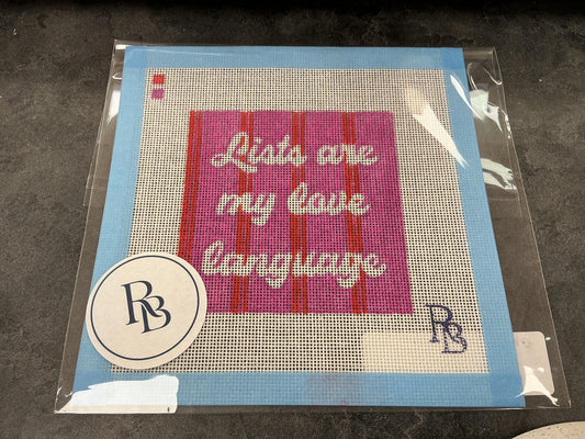 Lists are my love language RB Needlepoint