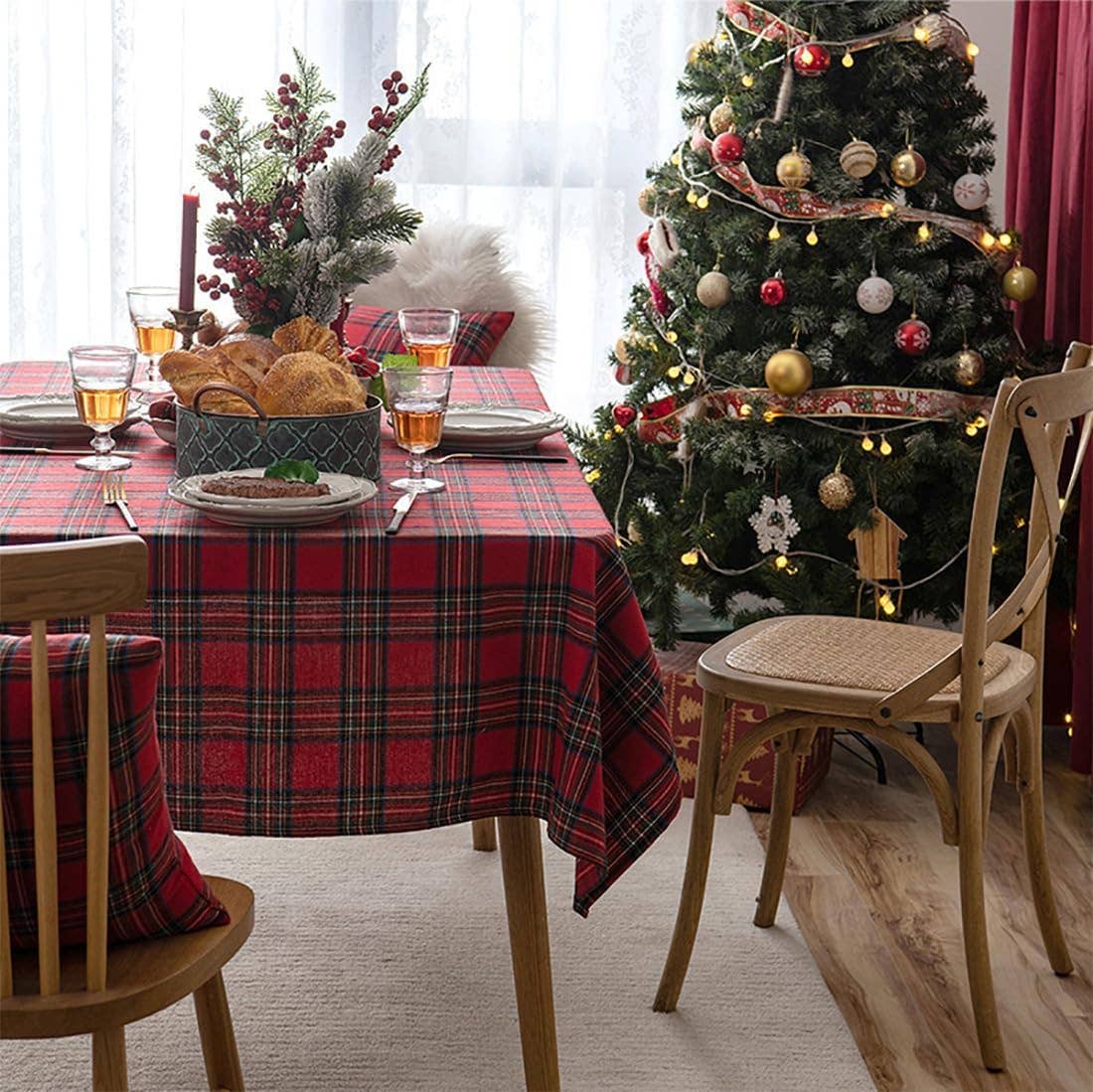 Red Classic Tartan Festive Tablecloth