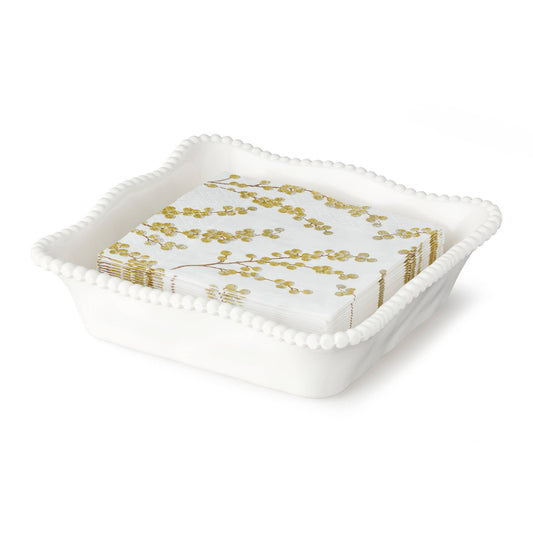 Perlette Cream HW Melamine Cocktail Napkin Holder 7x7x2.25