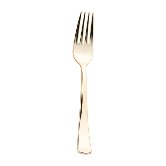 Shiny Metallic Gold Plastic Forks - 24 pcs