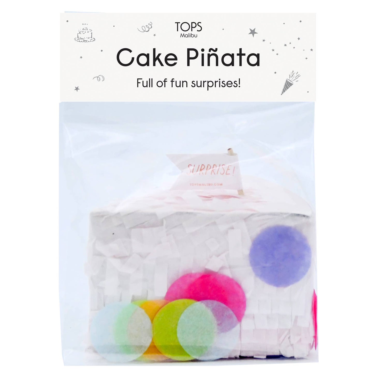 Mini 4" Tabletop Piñata - Cake Slice in Party Bag - Asst