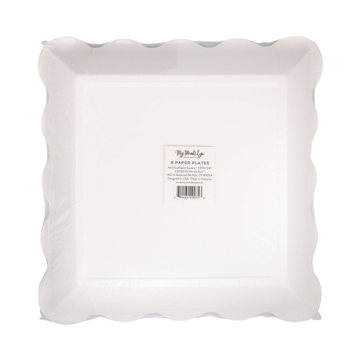 Red Scalloped Square Plate