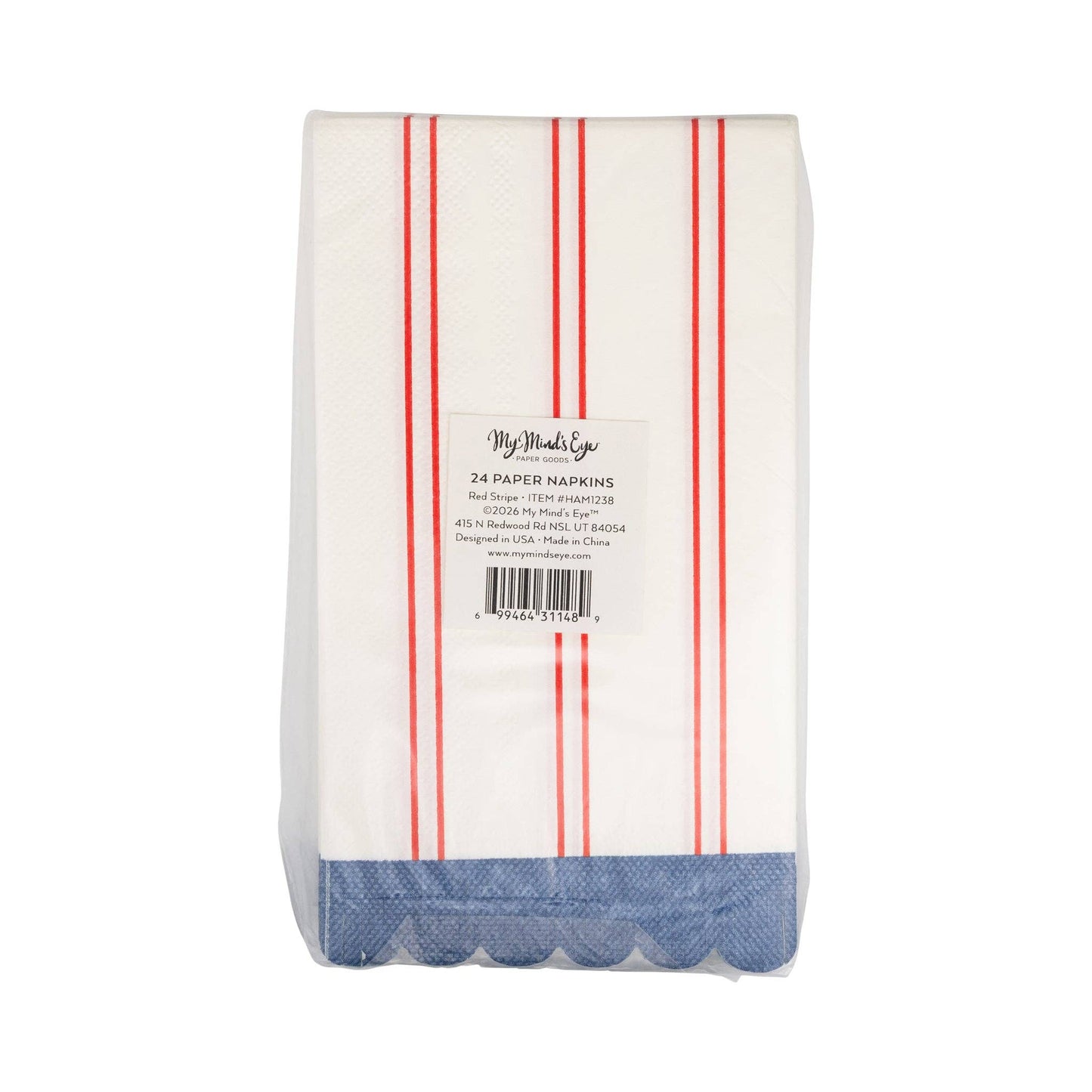 HAM1238 - Red Striped Paper Dinner Napkin