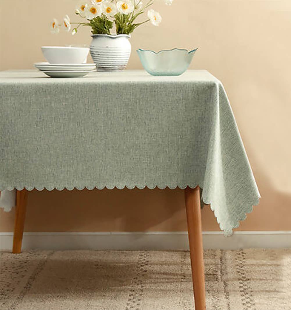 Scalloped Trim Wrinkle-Free Heat-Resistant Tablecloth