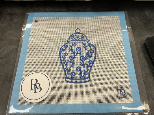 Blue Vase Ginger Jar RB needlepoint