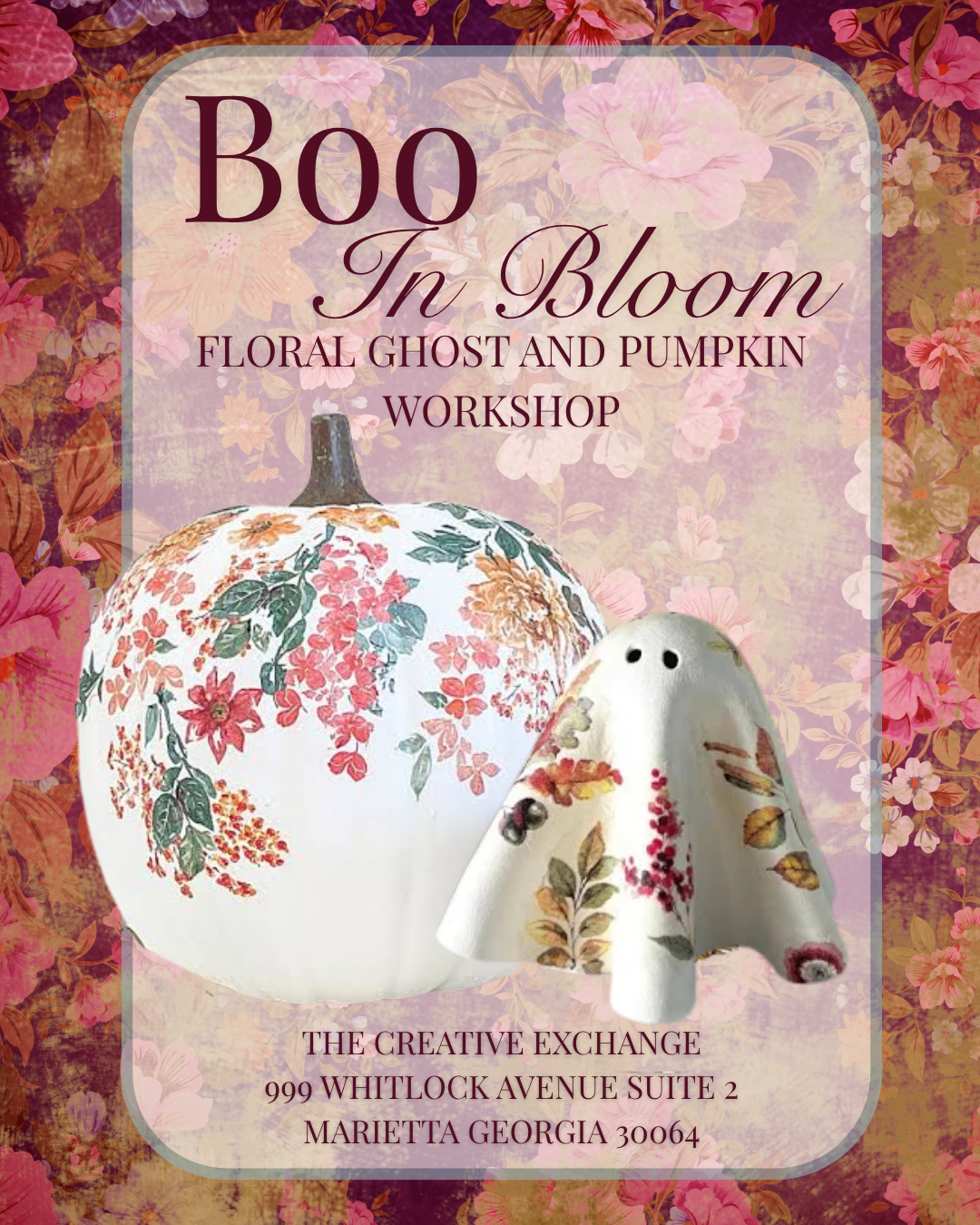 Boo in Bloom at The Creative Exchange | Floral Clay Ghosts and Pumpkins (September 17th 2026 7-9)