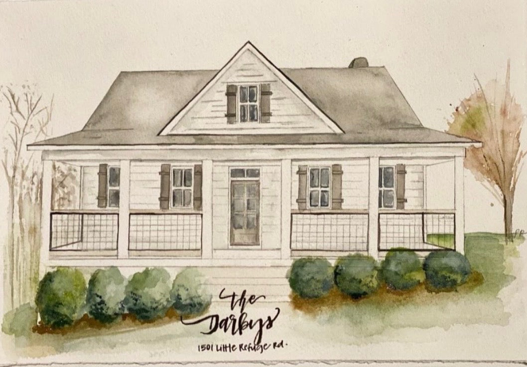 Commissioned Framed Watercolor of Home