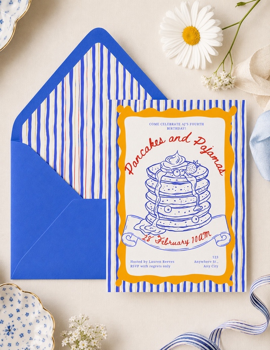 Custom Invitation - Pancakes and Pajamas Party