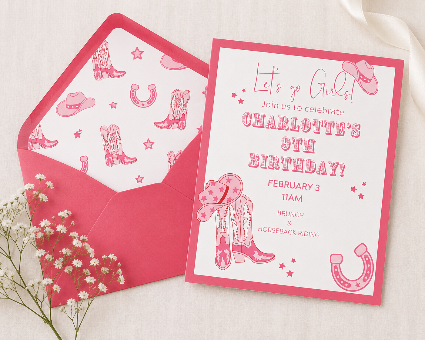 Custom Invitation - Pink Rodeo Theme