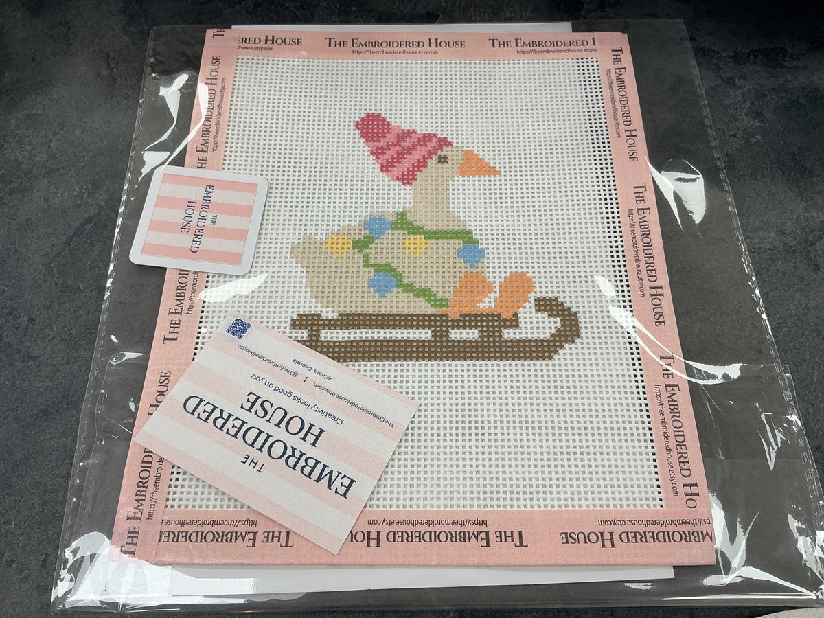 Sled Goose 13 mesh needlepoint The Embroidered House