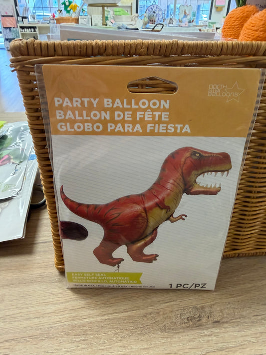 Orange T-Rex Dino Foil Balloon