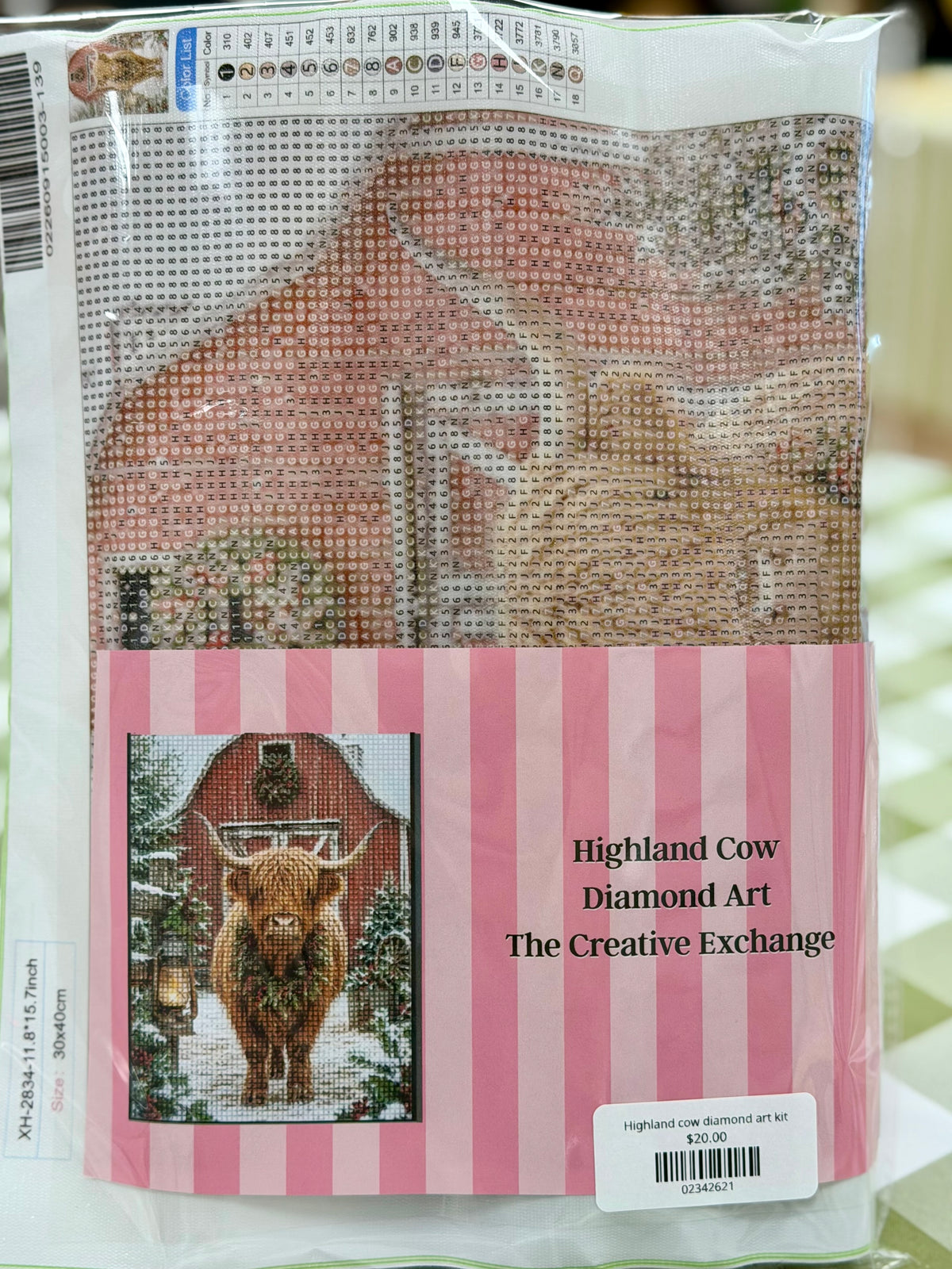 Highland cow diamond art kit