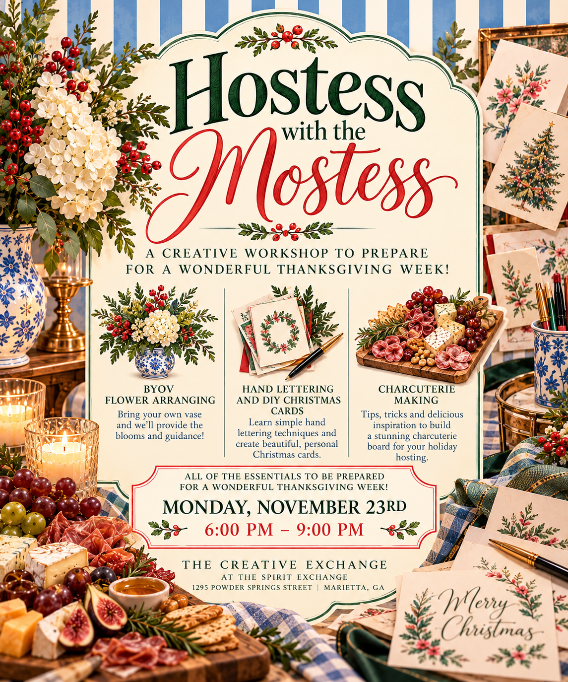 Hostess with The Mostess - BYOV/Charcuterie/Hand-Lettering/Christmas Cards - November 23 (6-9)