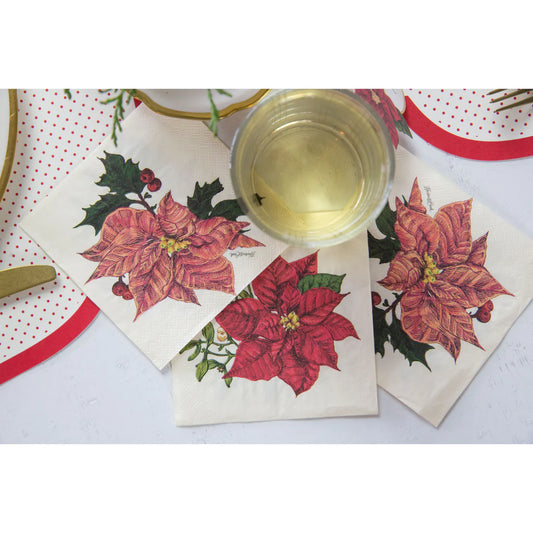 Hester & Cook Poinsetta Cocktail Napkin