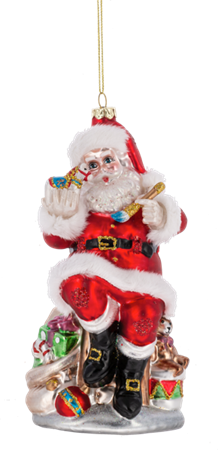 Santa w/Rocking Horse Ornament