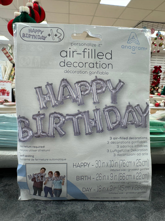 Silver Happy Birthday Foil Balloon